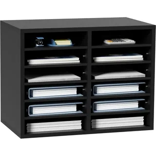 Briefablage Organizer - Schreibtisch Ablagesystem - 520 x 305 x 410 mm - A4 Stapelbar - Papierablage - Organisation Schreibtisch - Aufbewahrung (Schwarz, 2 x 6 Fächer) - Schwarz