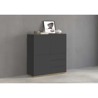OTTO home Highboard 102 x 110 x 35 cm Anthrazit/Eiche matt