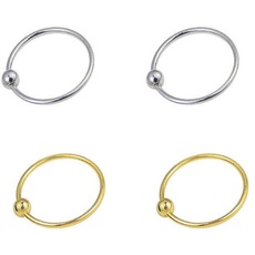 BEEK TH2P 4 Ringe Nase Klein Silber Und 2 Farbe Golden 9mm Durchmesser Finitos 0,6mm Stärke, Acrylic