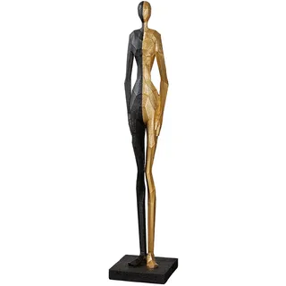 Casablanca große Deko Figur Skulptur XXL - Menschen Statue Dekofigur aus Kunstharz Farbe: Gold Schwarz - außergewöhnliche Dekoration Höhe 153 cm