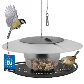 KOTARBAU® Vogelfutterspender aus Kunststoff - 30 x 12,2 cm - Vogelhaus zum Aufhängen - Vogelfutterhaus für Wildvögel - mit Drahtseil - Wetterfest & Langlebig - Schwarz