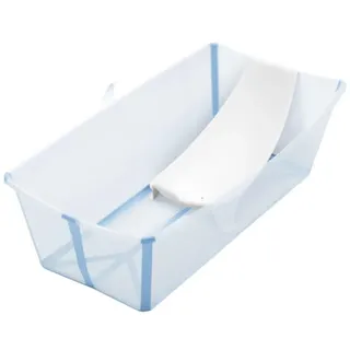 Stokke Flexi Bath (Ocean Blue) mit Newborn Support - Robust & einfach zu verstauen - Bequem für zuhause oder auf Reisen - Ideal für Neugeborene & Kinder bis 48 Monate