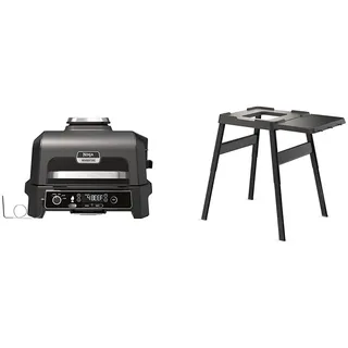 Ninja Woodfire Pro XL Elektrogrill,großer 4-in-1-Außengrill & Woodfire Verstellbarer Ständer und Beistelltisch