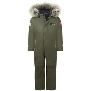 Schneeoverall TROLLKIDS "KIDS KIRKENES SNOWSUIT", Mädchen, Gr. 80, N-Gr, grün (dusky olive, navy), Obermaterial: 100% Polyester. Wattierung: 100% Polyester, Overalls Schneeoverall, für Kinder, mit abnehmbarer und verstellbarer Kapuze