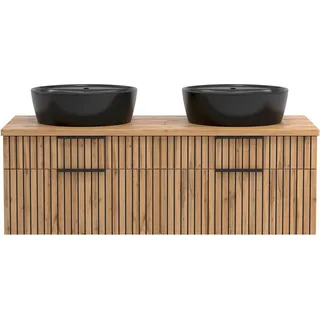 Held Möbel Waschtisch Manchester Aufsatzbecken Schwarz 55 x 120 x 47 cm Eiche 2