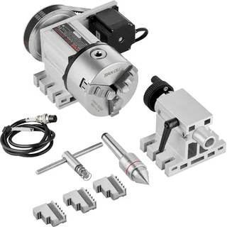 Vevor Drehbankfutter K11–100mm Spannfutter Dreibackenfutter 4. Achse der CNC-Rotationsachse, ein Untersetzungsverhältnis von 6:1 und einen Nema23-Zweiphasen-Schrittmotor 3 Backenfutter für CNC-Fräsen