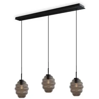 s.luce Hängeleuchte Echos 3-flammig Rauch Ø 18cm , Anthrazit, Schwarz , Glas , Oval , E27 , 18x20x18 cm , Lampen & Leuchten, Innenbeleuchtung, Hängeleuchten, Pendelleuchten