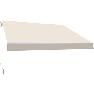 Smartsun - Markise mit Kurbel - Balkonmarkise 4x2,5m Polyester Beige – UV-Sonnenschutz - Aluminiumrahmen – Neigungsverstellbar - Inklusive Kurbel – Komplettes Gelenkarmmarkise mit Wandhalterungen