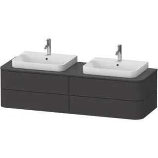Duravit Happy D.2 Plus Konsolenwaschtischunterbau wandhängend, 1600x550 mm, 4 Schubkästen, für 2 Aufsatzbecken, HP4974B8080, Farbe: Graphit Supermatt Dekor
