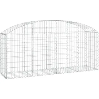 vidaXL Gabione mit Hochbogen 200x50x80/100 cm Verzinktes Eisen - Silber