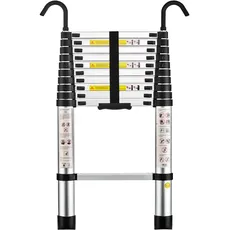 STANEW Teleskopleiter Aluminium 3,2m,Rutschfester Klappleiter Stehleiter Mehrzweckleiter, Abnehmbare Armlehne, Ausziehbare Leiter, Multifunktional Ladder, Maximale Belastbarkeit 150 kg