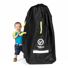 VolkGo Gate Check Bag für Einzelschirm-Kinderwagen, langlebig und leicht, wasserabweisend, Kordelzug-Verschluss mit verstellbarem Schloss, Gurtbandgriff, inkl. Stretch-Reißverschluss, Schwarz,