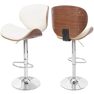 MCW Barhocker Arklow 360° drehbar höhenverstellbar Walnuss-Optik Creme