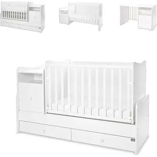 Lorelli Babybett Trend Plus 70x160cm Schreibtisch Kinderbett Schubladen Kommode weiß - Weiß