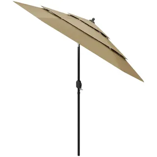 vidaXL Sonnenschirm mit Aluminium-Mast 3-lagig Taupe 2,5 m - Taupe