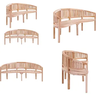 vidaXL Bananenbank 200 cm Massivholz Teak - Gartenbank - Gartenbänke - Terrassenbank - Terrassenbänke - Braun