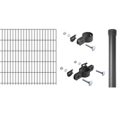 Alberts 683917 Einstab-Gittermatten-Set | Garden Typ 8/6/4 | verschiedene Längen und Höhen | anthrazit | 2000 x 1000 mm | Zaunlänge: 30 m