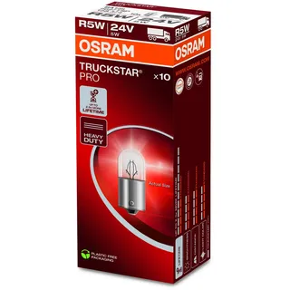 Osram TRUCKSTAR® PRO R5W, +120% mehr Helligkeit, Halogen-Signallampe, 5627TSP, 24V LKW Lampe, Faltschachtel (10 Lampen)