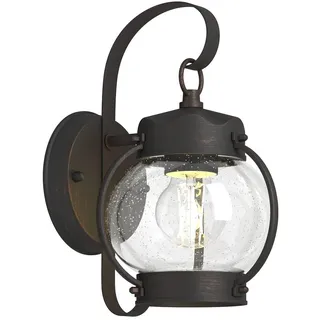 Lindby Wandleuchte außen Gerlo (Landhaus, Vintage Rustikal) in Braun aus Aluminium (1 flammig E27) - Außenwandleuchten Wandlampe Led Außenlampe Outdoor für Außenwand/Hauswand Haus