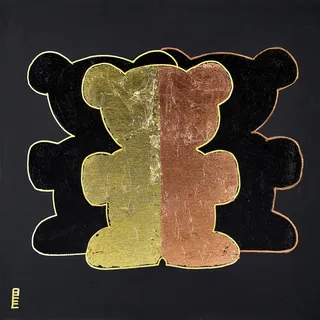 Leinwandbild QUEENCE "Bears I", gold (farbe bild(er): goldfarben), B:30cm H:30cm, Holzrahmen, Leinwand, Bilder, Leinwandbild, Premium-Leinwandstoff, Handarbeit aus Deutschland