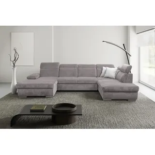 Wohnlandschaft WERK2 "Cordoba inkl. Bett, Bettkasten & Kopfteilfunktion, Breite 359 cm", braun, B:359cm H:86cm T:232cm, 100% Polyester, Sofas, Wohnlandschaft, bequem, komfortable Wellenunterfederung, inkl. Schlaffunktion, U-Form