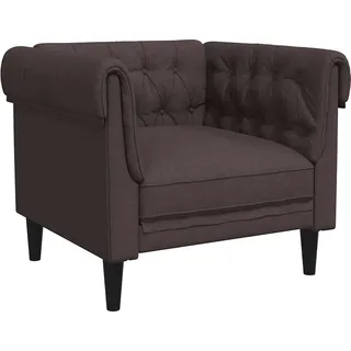 vidaXL Chesterfield-Sessel Dunkelbraun Stoff - Dunkelbraun