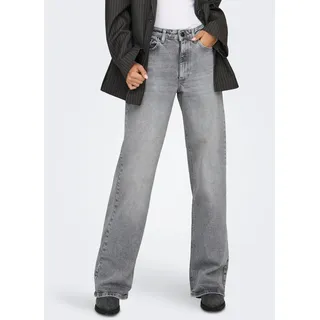 High-waist-Jeans ONLY "ONLJUICY HW WIDE LEG DNM REA707 NOOS", Damen, Gr. 32, Länge 32, medium grau denim, Denim/Jeans, Obermaterial: 99% Baumwolle, 1% Elasthan, unifarben, lang, Jeans High-waist-Jeans, Baumwollmischung