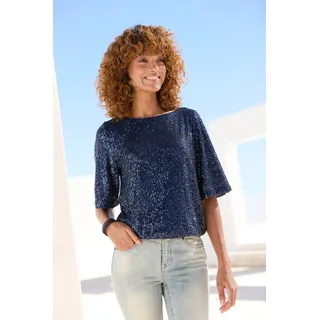 LASCANA Paillettenshirt mit weiten Ärmeln, festliches Glitzershirt, Partyshirt