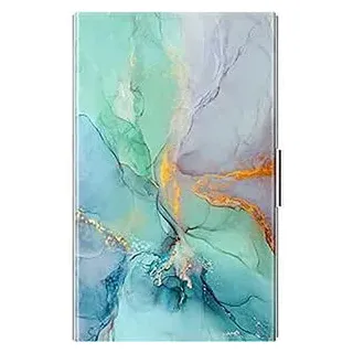 Fintie Visitenkartenetui Premium Slim, Smaragd Marmor, 13 Karten, Edelstahl, / Kunstleder