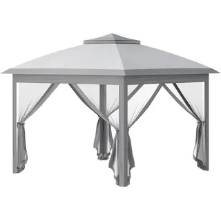 Outsunny Pavillon 3,3 x 3,3 m , Grau , Metall , 330x288x330 cm , Sonnenschutz, Pavillons