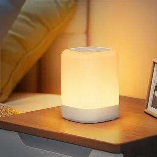 NIBSHOOM Nachttischlampe Touch Dimmbar, LED Nachtlicht Kinder, 2 Warme Lichtmodi & 256 RGB Farben, Tischlampe Kabellos mit Timer Speicherfunktion, Aufladbar Stilllicht für Schlafzimmer, Kinderzimmer