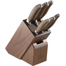 Bild Messerblock Passion 7-tlg., aus Walnussholz mit 6 scharf geschliffenen Messern, Klingenspezialstahl, Edelstahlendkappen, Fingerschutz