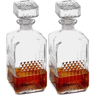 Relaxdays Whisky Karaffe, Glas, Dekanter für Whiskey, Cognac, Rum, Gin, 900 ml, Schnaps Karaffe Heimbar, transparent 10027876