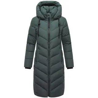 Navahoo Damen, Wintermantel Warmer Langer Steppmantel mit Abnehmbarer Kapuze Sahnekatzii XIV Stone Green Gr. XS - XS