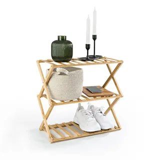 Lumaland Bambusregal 3 Etagen, | montagefrei – klappbar & für Deko – platzsparend & | 50 x 25 x 46 cm