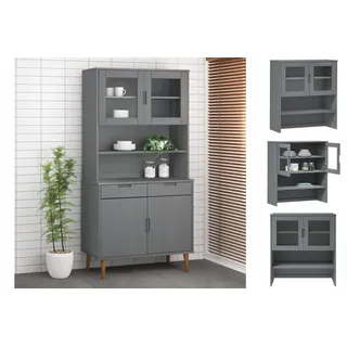 vidaXL Highboard-Oberteil MOLDE Grau 90x35x100 cm Massivholz Kiefer