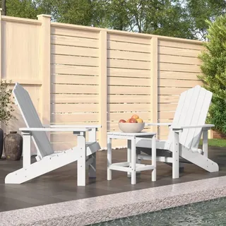 The Living Store Adirondack-Gartenstühle mit Tisch HDPE Weiß - Weiß