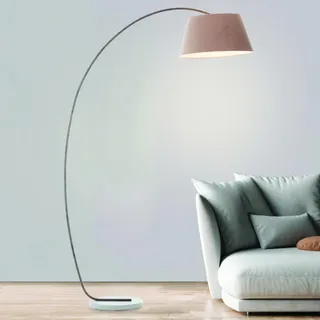 Lightbox Bogenlampe mit Samtschirm - Standleuchte in Taupe - Stehlampe für Wohnzimmer, Schlafzimmer & Esszimmer - exkl. E27 LED