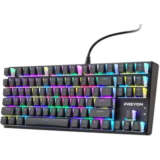 preyon Blue Blitz Claw Gamingtastatur - Beleuchtete kabelgebundene mechanische Tastatur Universal PS/2 QWERTY Englisch Schwarz