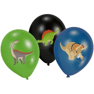 Amscan 9903988 - Latexballons Happy Dinosaurier, 6 Stück, Luftballons