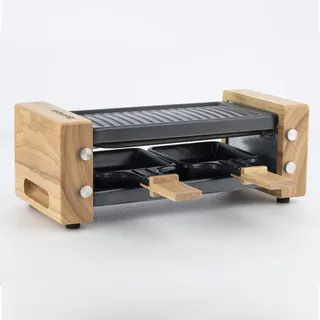 H.Koenig Raclettegerät WOD2/ 2 Personen/Granitstein /2 antihaftbeschichtete Pfännchen, 2 Holzspatel - Bunt