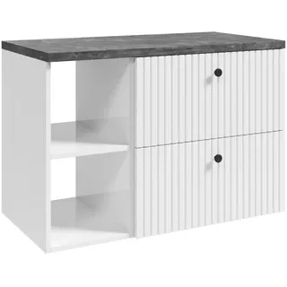 Badplaats Waschbeckenunterschrank Saros 2 Schubladen Weiß - 90 x 45 x 61 cm , Holz , Rechteckig , 90x61x45 cm , Badezimmer, Badmöbel, Unterschränke