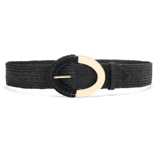 Taillengürtel LASCANA "Stretchgürtel", Damen, Gr. 85, schwarz, Kunstfaser, Gürtel Taillengürtel, Schmuckgürtel, elastischer Gürtel für Kleid & Overall, Bast-Optik, Topseller