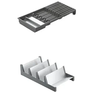 Bundle aus Blum AMBIA-LINE Messerhalter | Aufbewahrung für bis zu 9 Messern | Oriongrau + AMBIA-LINE Gewürzregal | für bis zu 16 Gewürzgläser oder -packungen | platzsparend und stabil | Oriongrau