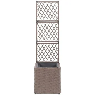 vidaXL Hochbeet mit Rankgitter 1 Topf 30x30x107 cm Poly Rattan Braun - Braun