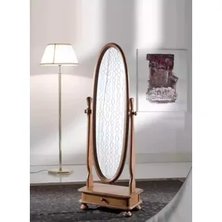 Wohnzimmer Bodenspiegel Spieglein Holzrahmen Oval Braun Standspiegel Spiegel - Braun