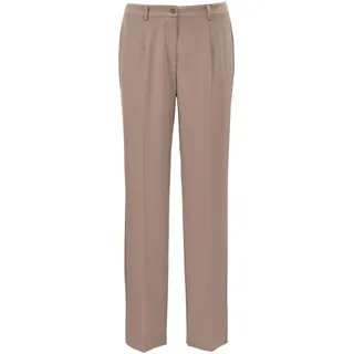 Stoffhose GOLDNER "Kurzgröße Hose mit Gürtelschlaufen in pflegeleichter Qualität", Damen, Gr. 27, K-Gr, beige (taupe), Obermaterial: 88% Polyester PES. 12% Elasthan EL., festlich, Hosen Stoffhose, Mit schönem, fließendem Fall