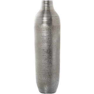 DRW Hohe Bodenvase aus Keramik in Silber, 23 x 81 cm