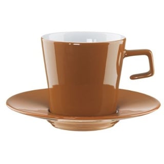 ASA Caffé Al Bar Cappuccino Tasse mit Untertasse Porzellan Braun, Größe Tasse: 8cm x 7,5cm, Untertasse: 14,7cm, 2550434