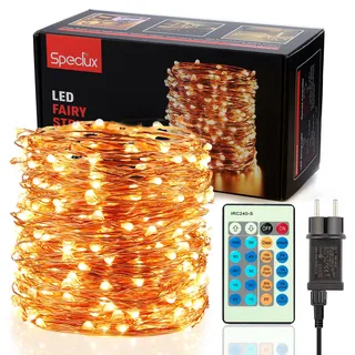 30M LED Lichterkette, Speclux 300 LED Kupferdraht Lichterkette Warmweiß mit Fernbedienung IP65 Wasserdicht Weihnachtsbeleuchtung Innen und Aussen für Weihnachten, Hochzeit, Party, Zuhause, Fenster